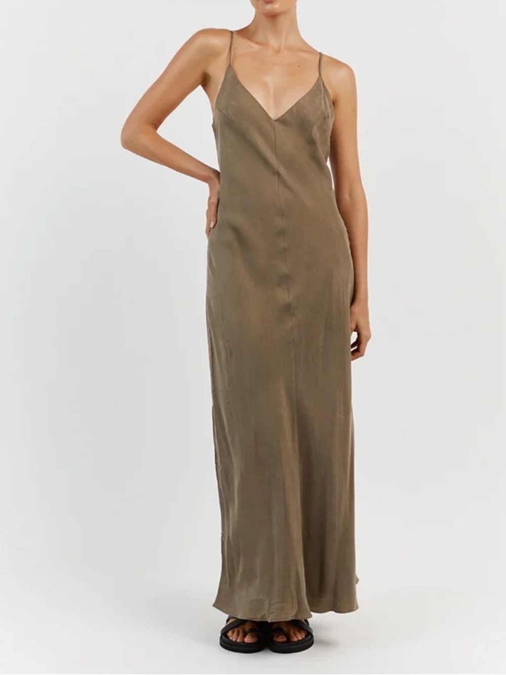DISSH Olive V-Neck Slip Maxi Dress